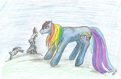 Size: 887x583 | Tagged: safe, artist:roogna, rainbow dash (g3), g3, traditional art