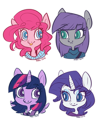 Size: 680x850 | Tagged: safe, artist:cuppycakesprinkles, maud pie, pinkie pie, rarity, twilight sparkle, earth pony, anthro, g4, :p, twilight sparkle (alicorn)