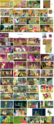 Size: 2600x5910 | Tagged: safe, artist:aurek-skyclimber, screencap, apple bloom, applejack, babs seed, cheerilee, daisy, flower wishes, fluttershy, granny smith, lightning bolt, noi, pinkie pie, rainbow dash, rainbowshine, rarity, scootaloo, snails, snips, spike, sweetie belle, twilight sparkle, white lightning, winona, written script, pegasus, pig, pony, g4, analysis, barn, building, compilation, cutie mark crusaders, female, map, mare, sweet apple acres, treehouse