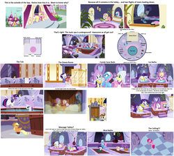 Size: 2600x2330 | Tagged: safe, artist:aurek-skyclimber, screencap, aloe, apple bloom, applejack, carrot top, featherweight, fluttershy, golden harvest, lotus blossom, pinkie pie, rainbow dash, rarity, twilight sparkle, zecora, zebra, g4, analysis, building, high res, map, spa, spa twins