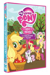 Size: 1007x1500 | Tagged: safe, angel bunny, apple bloom, applejack, fluttershy, scootaloo, sweetie belle, butterfly, call of the cutie, g4, apple, apple orchard, clear vision, cutie mark crusaders, dvd, french, hasbro, hasbro studios, my little pony logo, my little pony: friendship is magic logo, region 2 dvds, stock vector