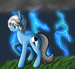 Size: 3000x2759 | Tagged: safe, artist:starshinefox, oc, oc only, oc:silent shield, female, high res, lightning, solo