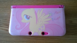 Size: 7712x4352 | Tagged: safe, fluttershy, g4, 3ds, 3ds xl, absurd resolution, case, female, merchandise, solo