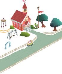 Size: 817x978 | Tagged: safe, artist:miketheuser, g4, background, building, flag, isometric, mlp online, no pony, ponyville schoolhouse, school, simple background, swing, transparent background, vector, weather vane
