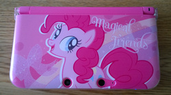 Size: 6177x3428 | Tagged: safe, pinkie pie, g4, 3ds, 3ds xl, case, female, merchandise, solo