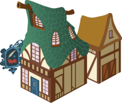 Size: 2000x1695 | Tagged: safe, artist:miketheuser, g4, background, building, mlp online, no pony, ponyville, quills and sofas, simple background, transparent background, vector
