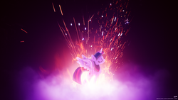 Size: 1920x1080 | Tagged: safe, artist:adrianimpalamata, artist:kysss90, twilight sparkle, alicorn, pony, g4, female, fire, lens flare, mare, song reference, sparks, twilight sparkle (alicorn), vector, wallpaper