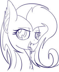 Size: 418x509 | Tagged: safe, artist:mcsadat, fluttershy, g4, female, flutterbat, monochrome, portrait, simple background, solo