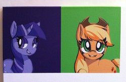 Size: 2413x1560 | Tagged: safe, artist:mewball, artist:mittens2248, applejack, twilight sparkle, g4, irl, photo, stencil, traditional art