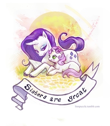 Size: 2923x3350 | Tagged: safe, artist:linnpuzzle, rarity, sweetie belle, pony, unicorn, g4, belle sisters, book, female, filly, foal, high res, mare, reading, siblings, sisters