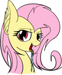 Size: 418x509 | Tagged: safe, artist:mcsadat, artist:venezolanbrony, fluttershy, g4, drool, female, flutterbat, portrait, simple background, solo