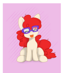 Size: 842x948 | Tagged: safe, artist:hourglass-vectors, twist, earth pony, pony, call of the cutie, g4, :p, cute, eyes closed, female, filly, glasses, silly, sitting, solo, tongue out, twistabetes
