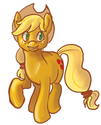 Size: 900x1115 | Tagged: safe, artist:checkers, applejack, g4, female, raised hoof, simple background, solo