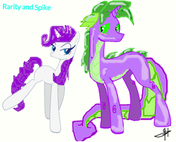 Size: 920x744 | Tagged: safe, artist:mlpcharactors1216, rarity, spike, pony, unicorn, g4, female, male, ponified spike, ship:sparity, shipping, straight