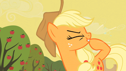 Size: 1365x768 | Tagged: safe, screencap, applejack, g4, over a barrel, female, solo, whistling