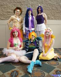 Size: 1634x2048 | Tagged: safe, applejack, fluttershy, pinkie pie, rainbow dash, rarity, twilight sparkle, human, g4, cosplay, irl, irl human, mane six, photo