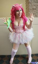 Size: 1223x2048 | Tagged: safe, pinkie pie, human, g4, cleavage, cosplay, female, irl, irl human, photo, solo
