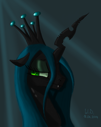 Size: 1369x1725 | Tagged: dead source, safe, artist:winterdominus, queen chrysalis, changeling, changeling queen, g4, female, portrait, solo