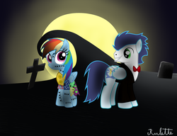 Size: 1024x788 | Tagged: safe, artist:rulette, rainbow dash, soarin', g4, female, halloween, male, ship:soarindash, shipping, straight, the nightmare before christmas