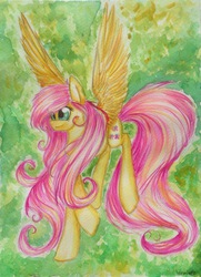 Size: 2240x3086 | Tagged: safe, artist:iceminth, fluttershy, g4, female, high res, solo, traditional art