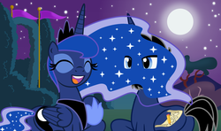 Size: 1600x949 | Tagged: safe, artist:evilfrenzy, princess luna, oc, g4