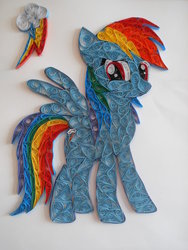 Size: 774x1032 | Tagged: safe, artist:rzymonzpapieru, rainbow dash, g4, craft, irl, papercraft, quilling, solo, traditional art