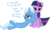 Size: 2852x1715 | Tagged: safe, artist:zacatron94, trixie, twilight sparkle, alicorn, pony, g4, annoyed, comic sans, female, mare, simple background, singing, song reference, transparent background, twilight sparkle (alicorn), vector