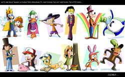 Size: 9750x6013 | Tagged: safe, artist:xeternalflamebryx, applejack, g4, absurd resolution, adventure time, apple, ash ketchum, bob's burgers, crossover, darkwing duck, dipper pines, ed edd n eddy, edd, goofy (disney), gravity falls, hat, hat swap, ice king, journal #3, louise belcher, luigi, male, mass crossover, pokémon, princess daisy, professor layton, super mario bros., super mario land, superjail, waddles, wander (wander over yonder), wander over yonder, wander's hat, warden