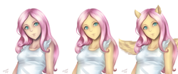 Size: 2400x1000 | Tagged: safe, artist:y.i, fluttershy, anthro, equestria girls, g4, female, humanized, pixiv, solo