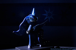 Size: 2000x1333 | Tagged: safe, artist:sameasusual, princess luna, g4, craft, customized toy, dark, glowing, irl, led, magic, photo, sculpture, solo