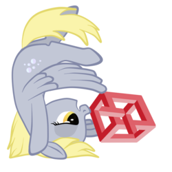 Size: 700x700 | Tagged: safe, artist:lemurkatta, derpy hooves, pegasus, pony, g4, female, impossible cube, impossible geometry, impossible object, mare, optical illusion, solo