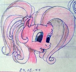 Size: 1280x1224 | Tagged: safe, artist:colossalstinker, pinkie pie (g3), earth pony, pony, g3, g3.5, female, lined paper, solo, traditional art