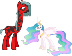 Size: 4000x3126 | Tagged: safe, artist:scourge707, princess celestia, oc, giraffe, g4, duo