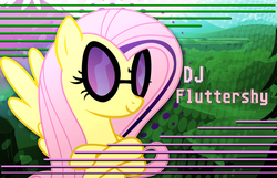 Size: 1680x1080 | Tagged: safe, artist:angrywildmango, artist:hasbroplz, dj pon-3, fluttershy, vinyl scratch, pegasus, pony, g4, crossed arms, female, glasses, hooves, mare, smiling, solo, spread wings, sunglasses, vector, wallpaper, wings