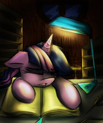 Size: 834x1000 | Tagged: safe, artist:kairaanix, twilight sparkle, pony, unicorn, fanfic:stardust, g4, book, cute, desk, desk lamp, fanfic, fanfic art, fanfic cover, female, lamp, sleeping, solo, twiabetes