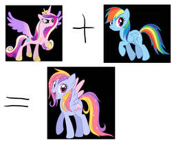 Size: 769x628 | Tagged: safe, princess cadance, rainbow dash, oc, oc:glittering cloud, g4, colored wings, fusion, gradient wings