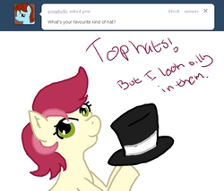 Size: 700x600 | Tagged: safe, roseluck, g4, ask, female, hat, rosereplies, solo, tumblr