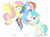 Size: 1050x775 | Tagged: safe, artist:dm29, fluttershy, rainbow dash, oc, unnamed oc, earth pony, pegasus, pony, g4, my little pony: friendship is magic, trade ya!, bird call, female, mare, simple background, transparent background, trio