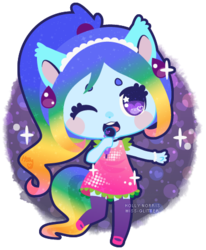 Size: 390x473 | Tagged: safe, artist:miss-glitter, oc, oc only, equestria girls, g4, clothes, dress, eared humanization, earring, equestria girls-ified, humanized, microphone, ponied up, ponytail, solo