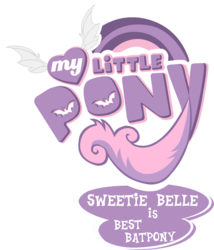 Size: 1779x2082 | Tagged: safe, artist:prettycupcakes, artist:vladimirmacholzraum, edit, sweetie belle, bat pony, pony, vampire, bats!, g4, best pony, best pony logo, logo, logo edit, my little pony logo, simple background, sweetie bat, transparent background