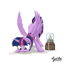 Size: 1000x1000 | Tagged: safe, artist:mysticalpha, twilight sparkle, alicorn, pony, g4, adorkable, cute, dork, face down ass up, female, mare, reading, solo, stock ticker, twilight sparkle (alicorn), wide eyes