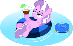 Size: 1906x1216 | Tagged: safe, artist:magerblutooth, diamond tiara, earth pony, pony, g4, drink, female, filly, floaty, foal, relaxing, simple background, solo, transparent background, water