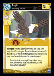 Size: 409x571 | Tagged: safe, enterplay, that friggen eagle, bald eagle, eagle, canterlot nights, g4, my little pony collectible card game, card, ccg, flying, trading card