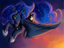 Size: 1600x1200 | Tagged: safe, artist:maexis, princess luna, g4, female, flying, solo