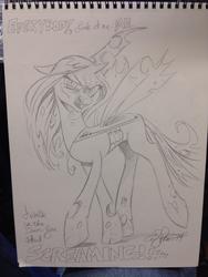 Size: 768x1024 | Tagged: safe, artist:andypriceart, queen chrysalis, changeling, changeling queen, g4, female, solo, traditional art