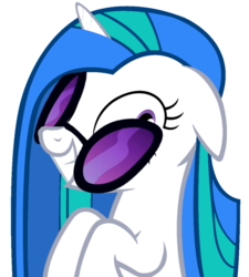 Size: 680x757 | Tagged: safe, artist:djak-47, dj pon-3, vinyl scratch, pony, unicorn, g4, contemplating insanity, derp, female, floppy ears, grin, insanity, insanity face, mare, palette swap, simple background, smiling, solo, sunglasses, transparent background, wide eyes