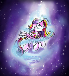 Size: 1393x1532 | Tagged: safe, artist:frostykat13, princess cadance, alicorn, pony, g4, my little pony chapter books, my little pony: twilight sparkle and the crystal heart spell, female, filly, filly cadance, floppy ears, magic, open mouth, solo, sparkles, traditional art, wide eyes, young, younger