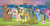 Size: 1440x763 | Tagged: safe, edit, edited screencap, screencap, amethyst star, candy mane, carrot top, cloud kicker, coco crusoe, doctor whooves, fluttershy, golden harvest, lyra heartstrings, minuette, pinkie pie, pokey pierce, ponet, rainbow dash, rainbowshine, sparkler, teddie safari, time turner, dog, earth pony, orthros, pegasus, pony, unicorn, g4, my little pony: friendship is magic, trade ya!, female, full set, hub logo, male, mare, meme, multiple heads, stallion, two heads, youtube caption