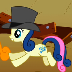 Size: 400x400 | Tagged: safe, bon bon, sweetie drops, earth pony, pony, g4, over a barrel, female, hat, solo, top hat