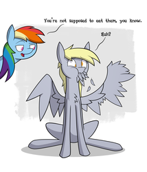 Size: 1500x1750 | Tagged: safe, artist:citrusking46, derpy hooves, rainbow dash, pegasus, pony, g4, dialogue, female, mare, preening